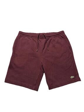 Lacoste Sport Men’s Maroon Cotton Athletic Fleece Lounge Sweat Shorts Size XL